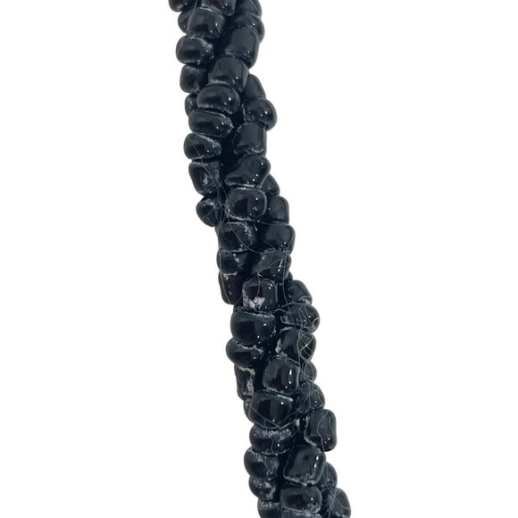 Abalone Medallion Shell Necklace Mother of Pearl Black Beads 18” Round Flower - Picture 14 of 16